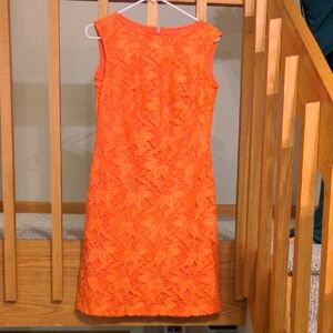 Sleeveless Orange Lace Dress Evan-Picone